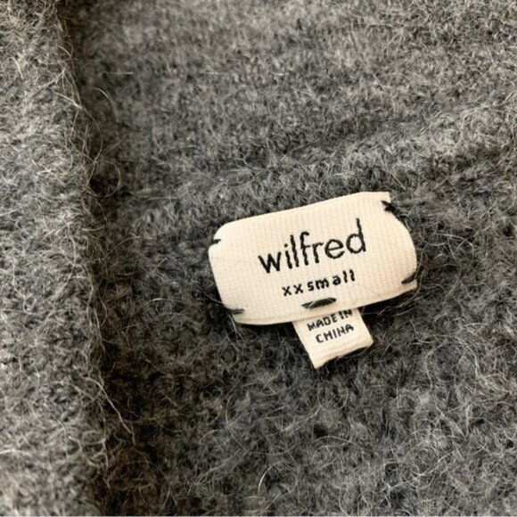 WILFRED Aritzia Long Cardigan Sweater Duster Mohair Wool Blend Belted Gray XXS - Picture 13 of 16